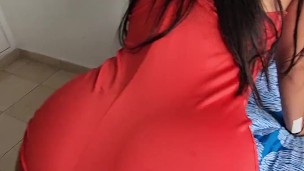 Having a Fast Anal Fuck with My Red Dress – Daddy Cum in My Asshole