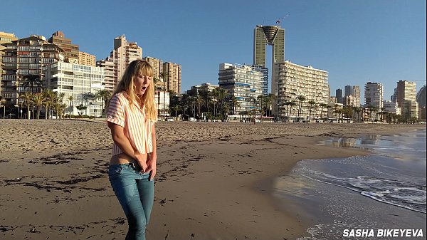 Risky Masturbation on a Public Beach in Benidorm. Fetish Wet